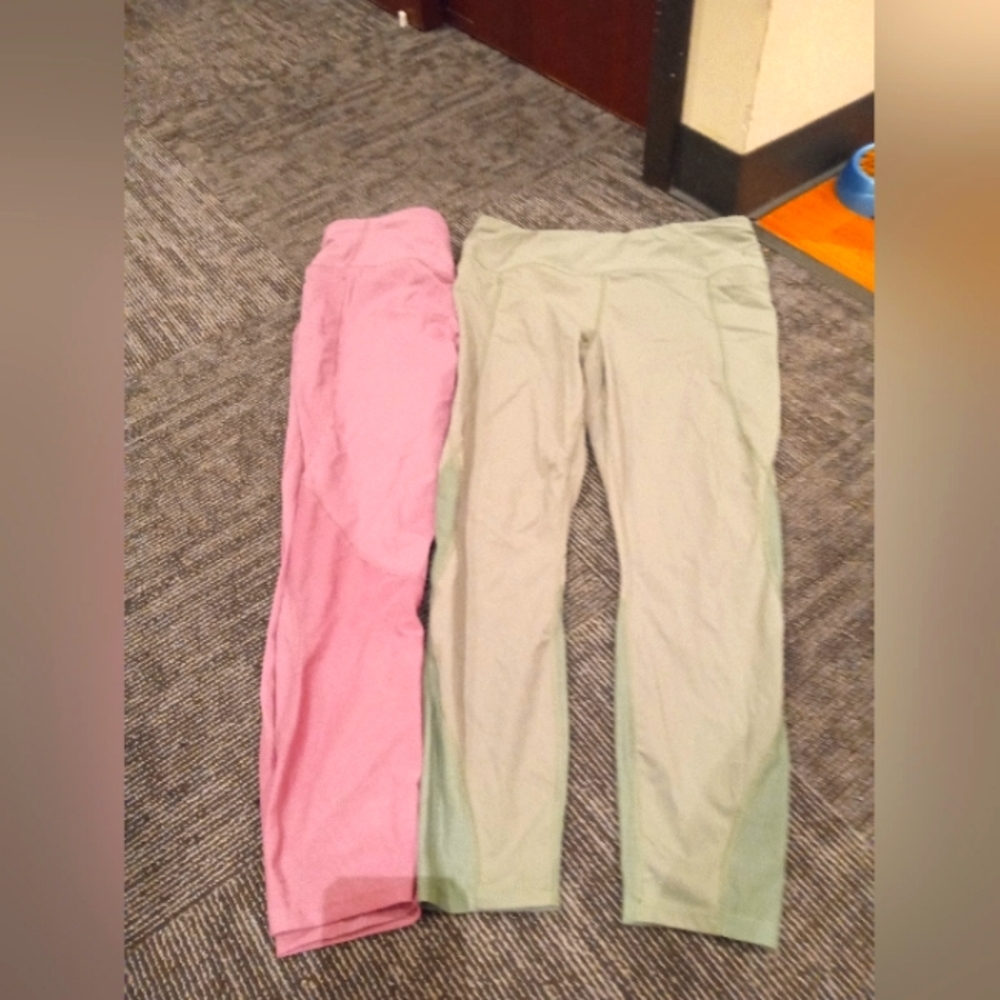 2 pair avia leggings pink and green